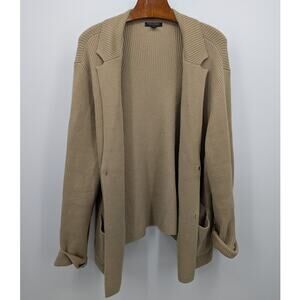 Banana Republic Sweater Blazer Cardigan XL Organic Cotton Tan Heavy Knit Pockets